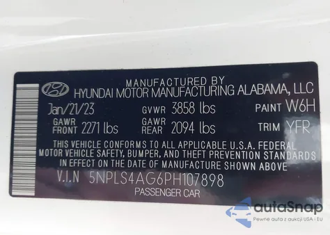2023 Hyundai Elantra Sel from USA, damaged, VIN 5NPLS4AG6PH107898